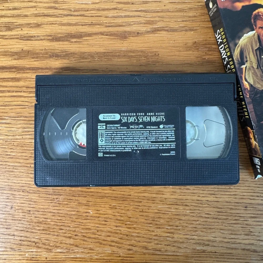 Six Days Seven Nights VHS Movie Harrison‎ Ford Anne Heche Adventure Comedy